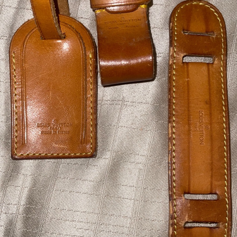 Auth Louis Vuitton Luggage Tag poignet, pad set